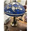 Image 2 : Brass Base Floral Leaded Glass Lamp