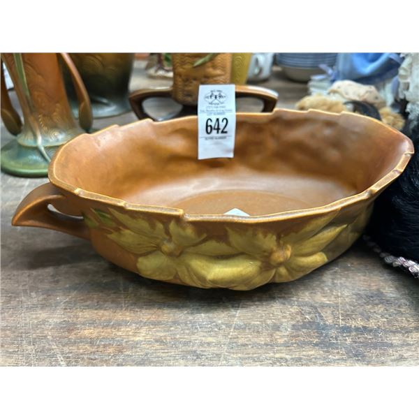 Roseville Tan Floral Bowl