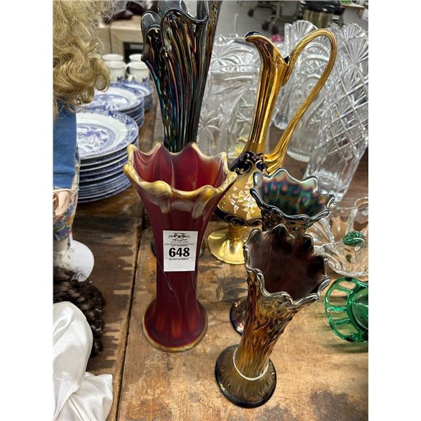 5-Fenton/Other Art Glass Vases - 5 X $