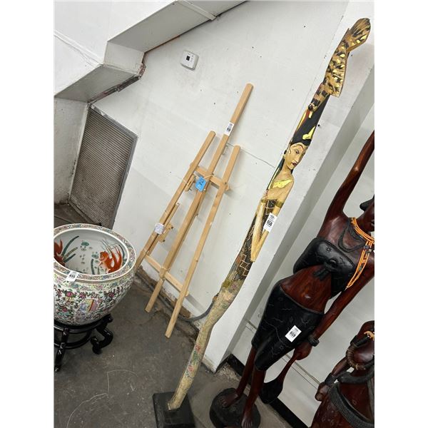 6' Carved African Woman w/Bird