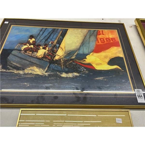 Framed Oil On Canvas Sailing Wall Art by Williams