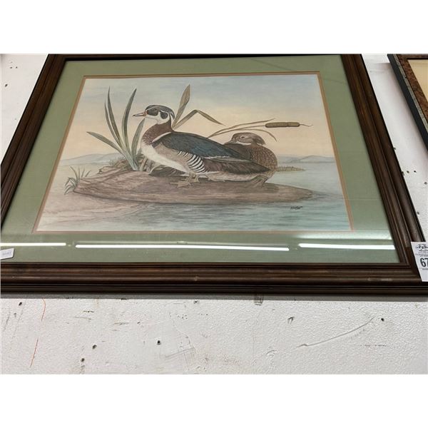 Framed Ducks Wall Art Artist Signed - 24"  X  30"