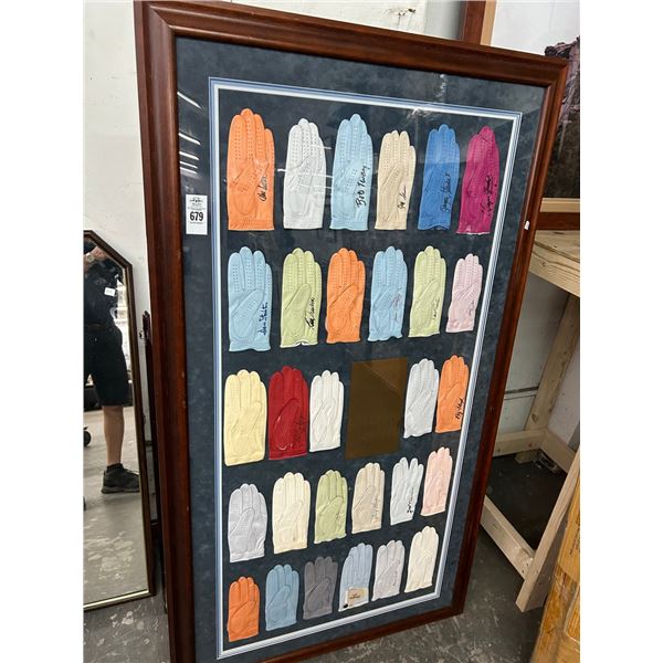 3'  X  5'  Shadawbox Display w/Autographed Golf Gloves PGA Champions