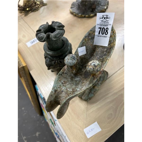 Jade Figural Carved Candlestand, Woman Figural Dish