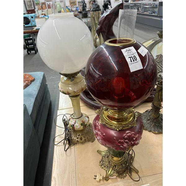 Ornate Cast Trim Floral Hurricane Lamps - 2