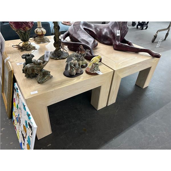 Large Bone Wood End Tables - Pair