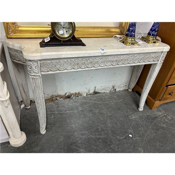 Fauz Stone Top Bone Carved Hall Table