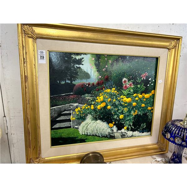 Framed Oil On Board Floral Garden Wall Art -Signed Jim Miller