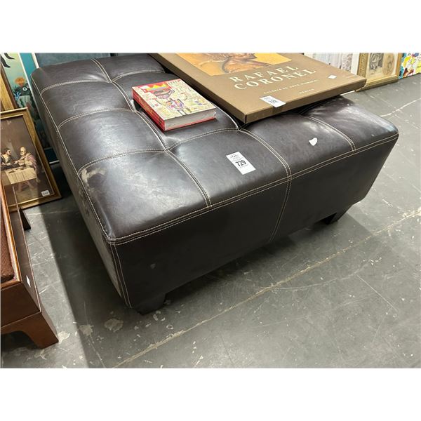 Large Mocha Leather Ottoman