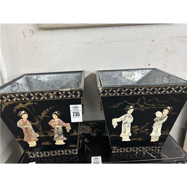 Oriental Mop Planter Baskets - Pair