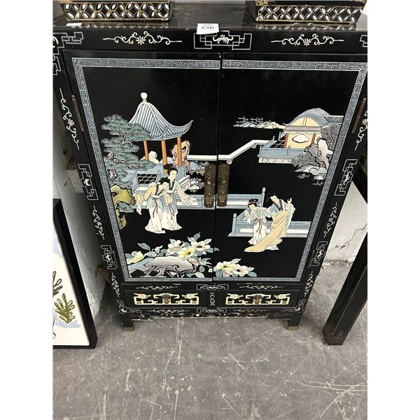 Oriental Painted Cabinet w/2 Drawers