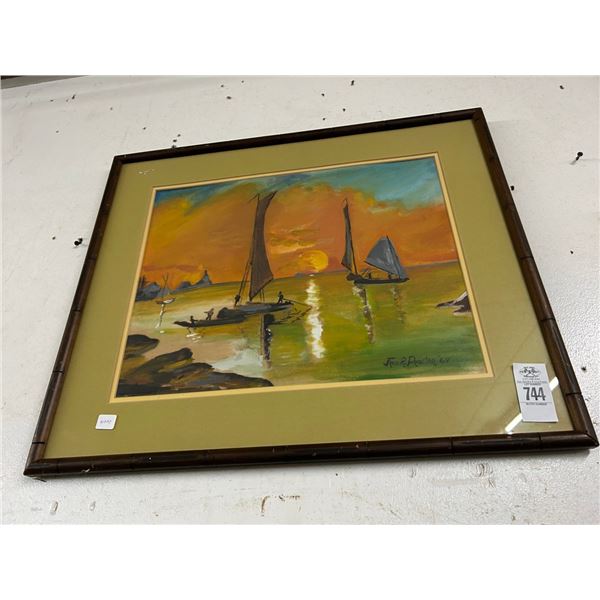 Framed Watercolor Sea Scape - Signed Proctor - 24"  X  24"