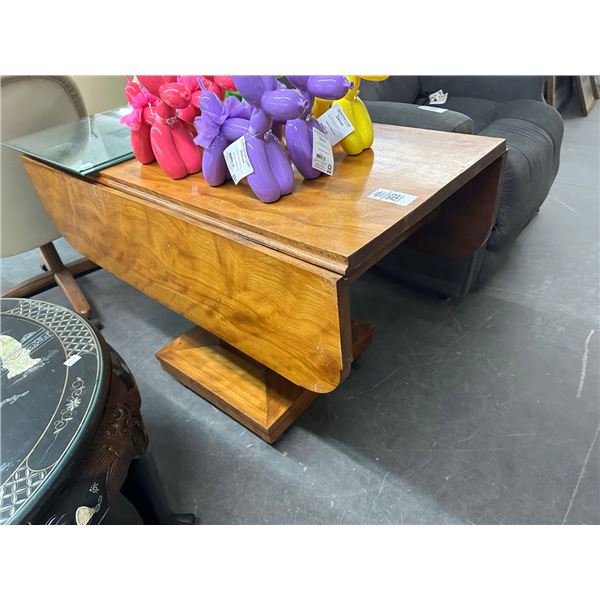 Oak Pedestal Drop Leaf Table