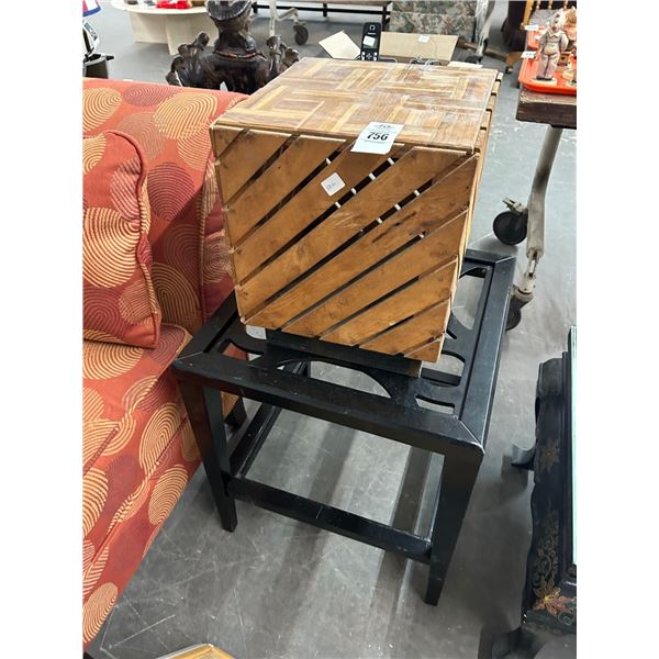 Wooden Cube Pedestal, Mocha End Table - (No Glass)