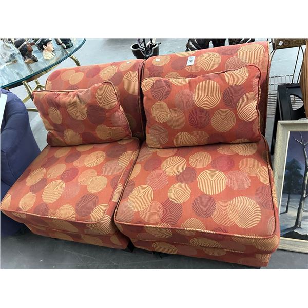 Contemporary Burnt Orange Cloth East Chairs - Pair