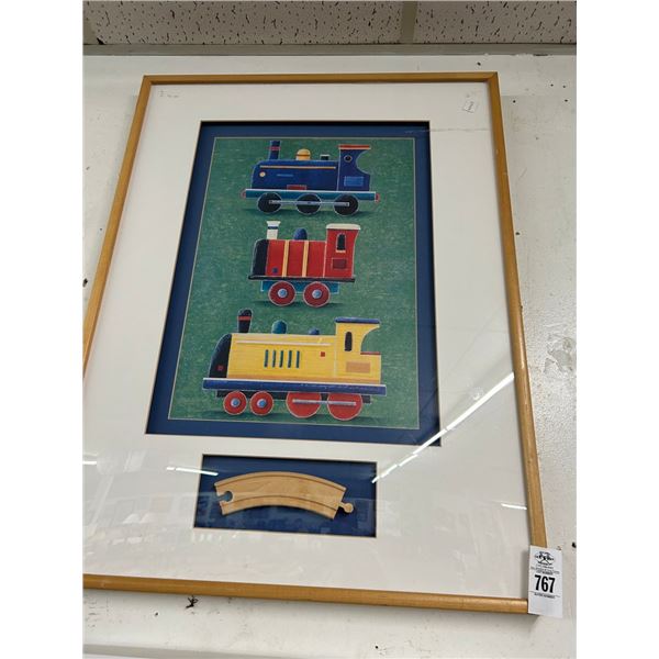 Shadowbox Style Trains w/Tracks Wall Art - 20"  X  30"