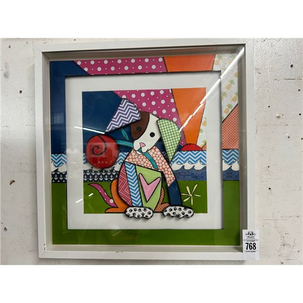 Framed Shadowbox Style Cut Pieces Dog Wall Art - 20"  X  20"