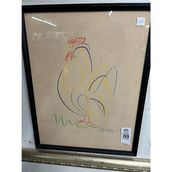 Picasso Sketch Rooster Wall Art - 18"  X  20"