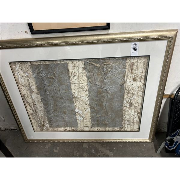 Abstract Figural Wall Art Golfer - Signed Wakett - 30"  X  36"