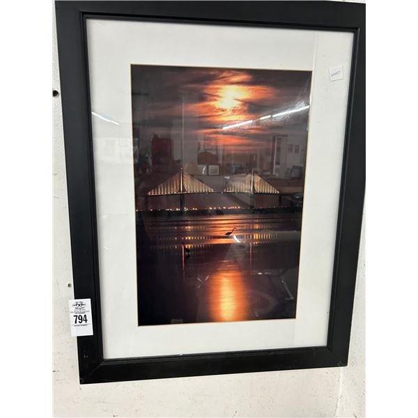 Framed Photo Sandbar w/Skyway Bridge at Sunset - 20"  X  30"