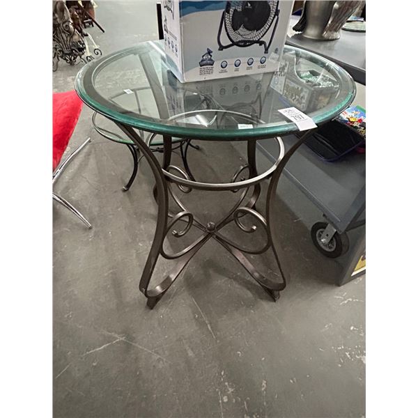 Metal Base Glass Top Round High Bar Table