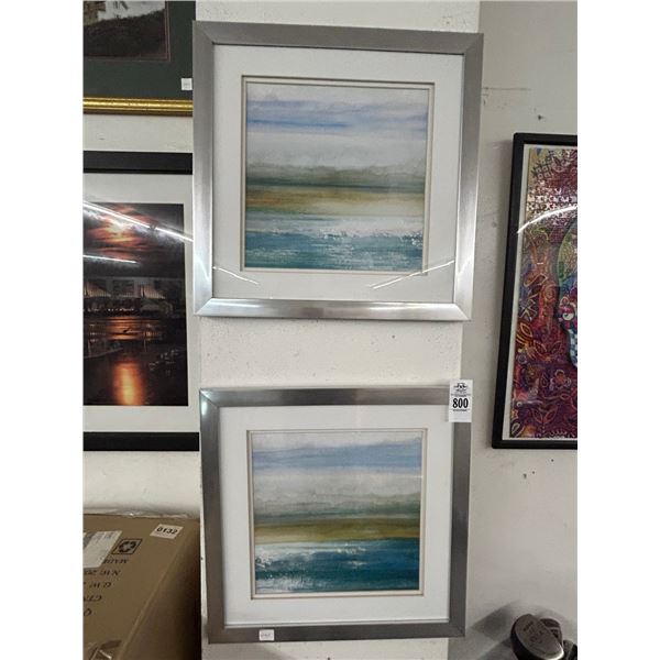 Abstract Sea Scape Framed Wall Art - Pair - 18"  X  18"