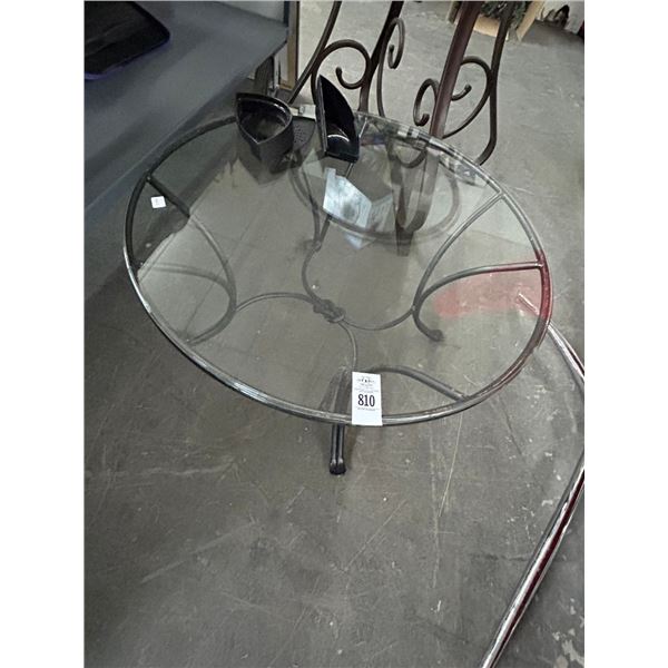 Ornamental Iron Base Round Coffee Table
