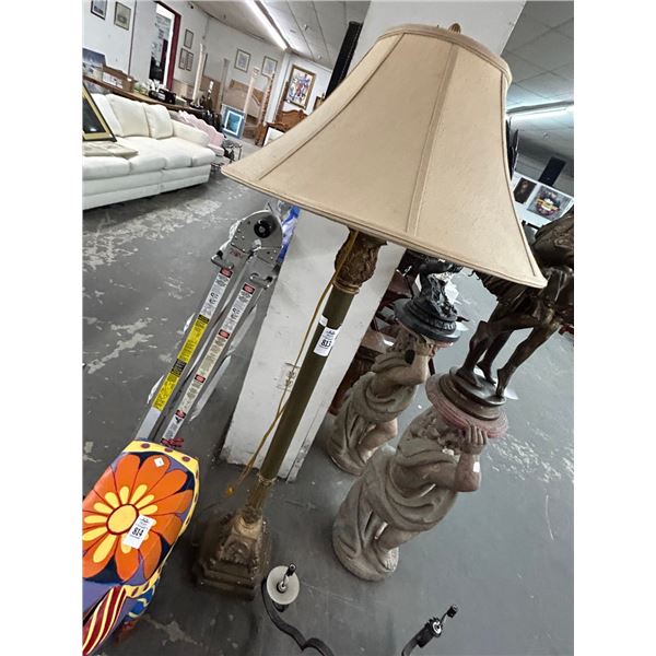 Ornate Guilded w/Green Trim Floor Lamp
