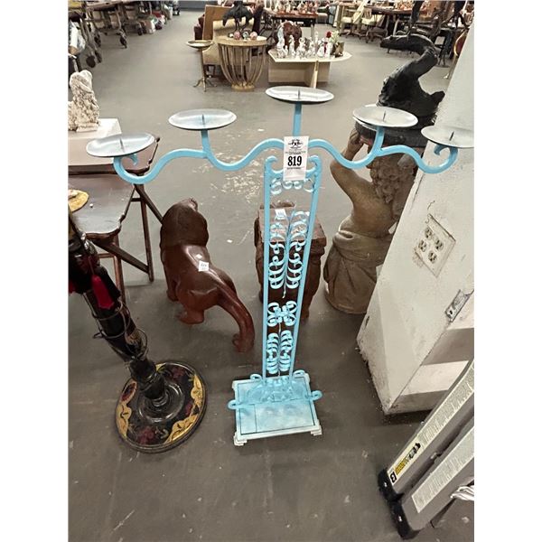 Ornamental Iron Pedestal 5 Candle Candleabra