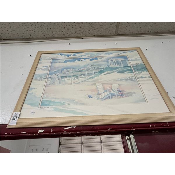 Framed Beach Scene - Artist Signed - 24"  X  30"