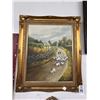 Image 1 : Framed Oil on Canvas Herding Sheep - Signed Schmidt