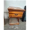 Image 2 : Small Wooden End Table w/Drawer - (Some Damage)