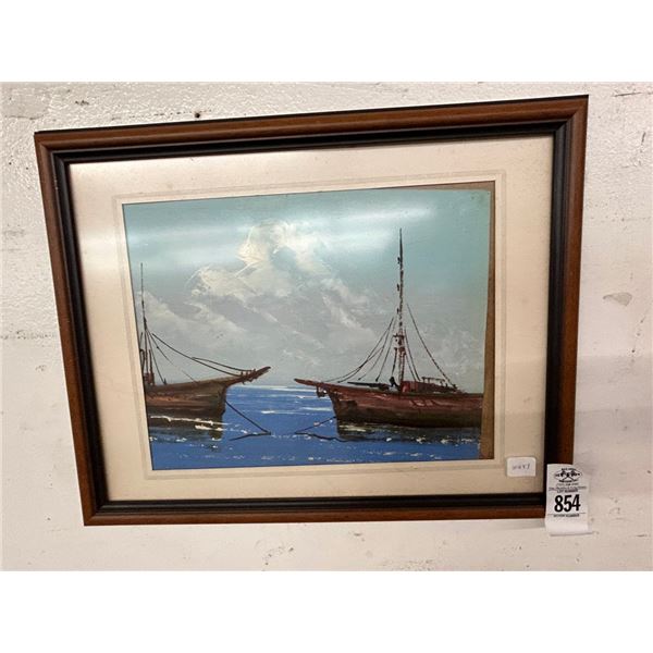 Framed Tall Ships Wall Art - 15"  X  18"