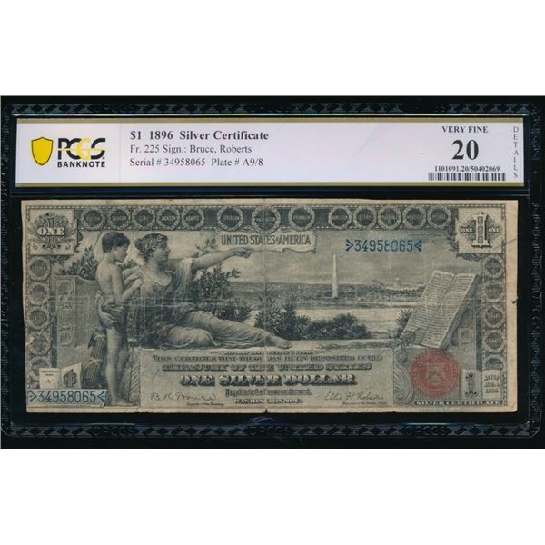 1896 $1 Educational Silver Certificate PCGS 20