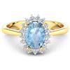 Image 1 : 14KT Yellow Gold 1.28ctw Aquamarine and Diamond Ring