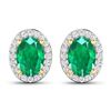 Image 1 : 14KT Yellow Gold 1.12ctw Zambian Emerald and Diamond Earrings