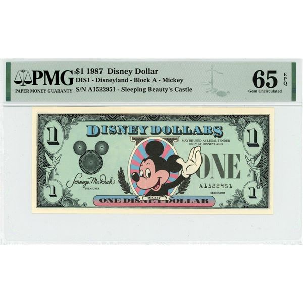 1987 $1 Mickey Dollar PMG 65EPQ