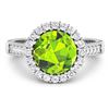 Image 3 : 14KT White Gold 2.6ctw Peridot and Diamond Ring