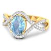 Image 2 : 14KT Yellow Gold 0.96ctw Aquamarine and Diamond Ring