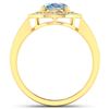 Image 4 : 14KT Yellow Gold 1.28ctw Aquamarine and Diamond Ring