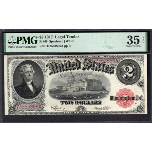 1917 $2 Legal Tender Note PMG 35EPQ