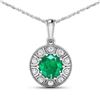 Image 1 : 14KT White Gold 1.8ctw Zambian Emerald and Diamond Pendant