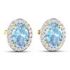 Image 3 : 14KT Yellow Gold 1.02ctw Aquamarine and Diamond Earrings