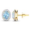Image 4 : 14KT Yellow Gold 1.02ctw Aquamarine and Diamond Earrings