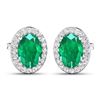 Image 2 : 14KT White Gold 1.12ctw Zambian Emerald and Diamond Earrings