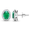 Image 4 : 14KT White Gold 1.12ctw Zambian Emerald and Diamond Earrings