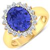 Image 1 : 14KT Yellow Gold 3.43ctw Tanzanite and Diamond Ring