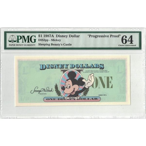 1987A $1 Mickey Disney Dollar PMG 64