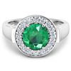 Image 2 : 14KT White Gold 1.8ct Zambian Emerald and Diamond Ring
