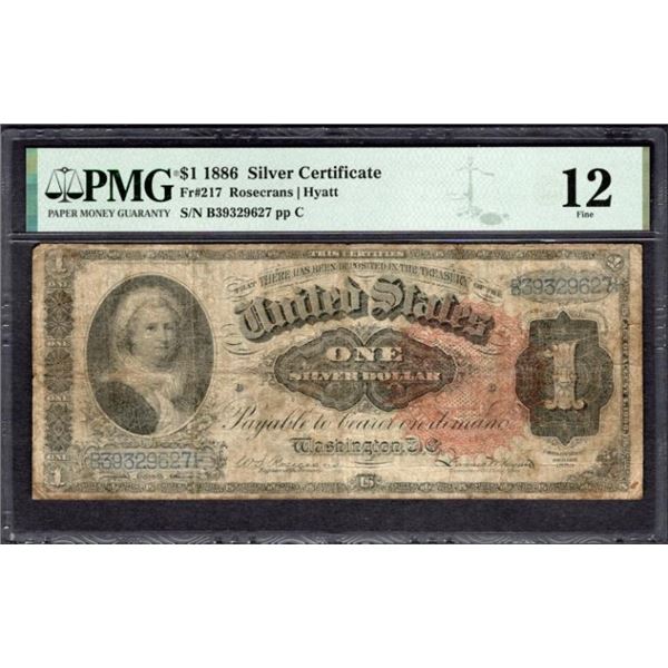 1886 $1 Martha Washington Silver Certificate PMG 12